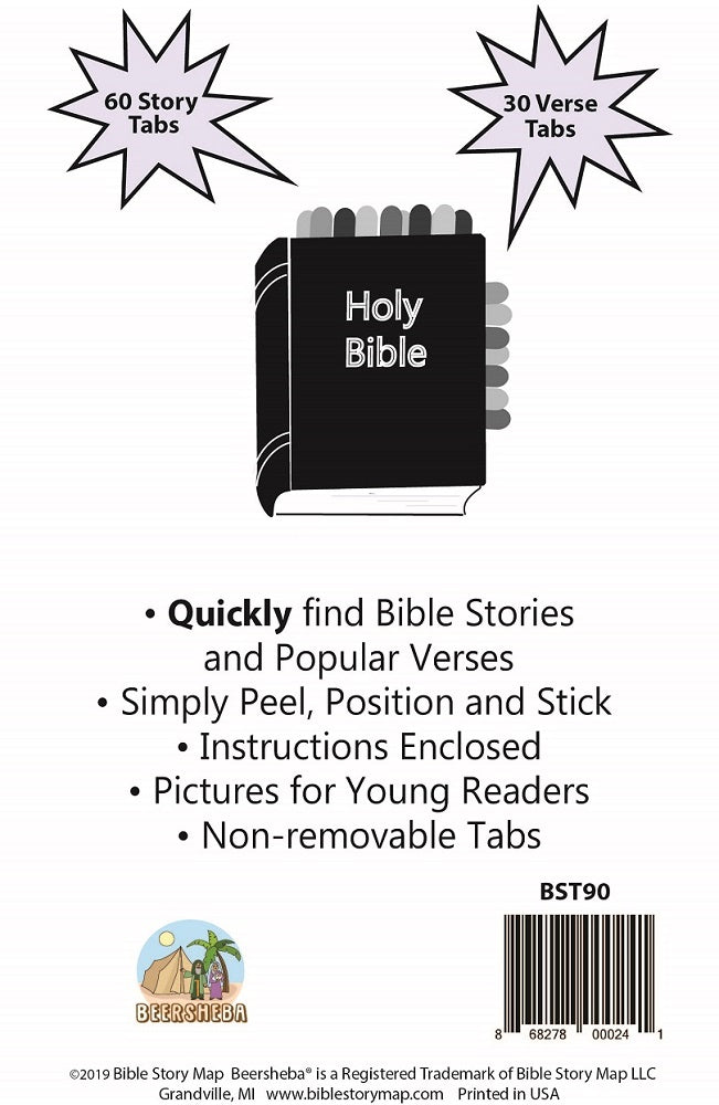 New! Bible Story Tabs - Set of 90 sticker tabs to add to your Bible for quick reference.