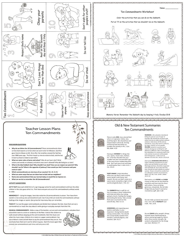 4 printable Bible worksheets for classrooms.