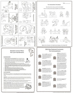 Ten Commandments Wall Chart for Kids, 17" x 22" Plus Lesson Plans and Worksheets