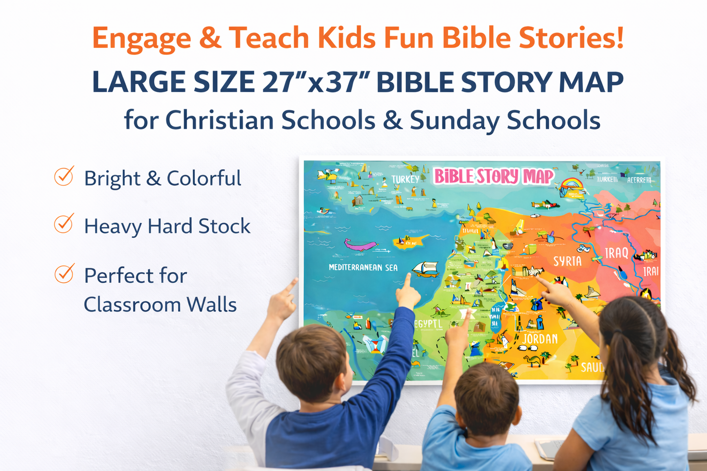 Bible Story Map Wall Chart 2 Sizes