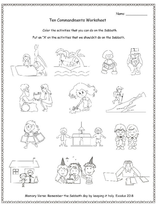 Sabbath Worksheet Digital Download
