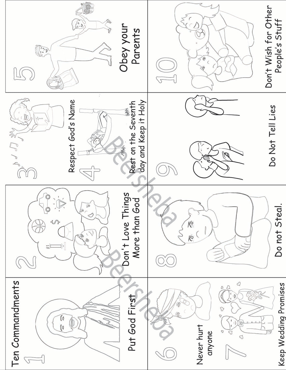 Ten Commandments Printable Booklet for kids Coloring Page Digital ...