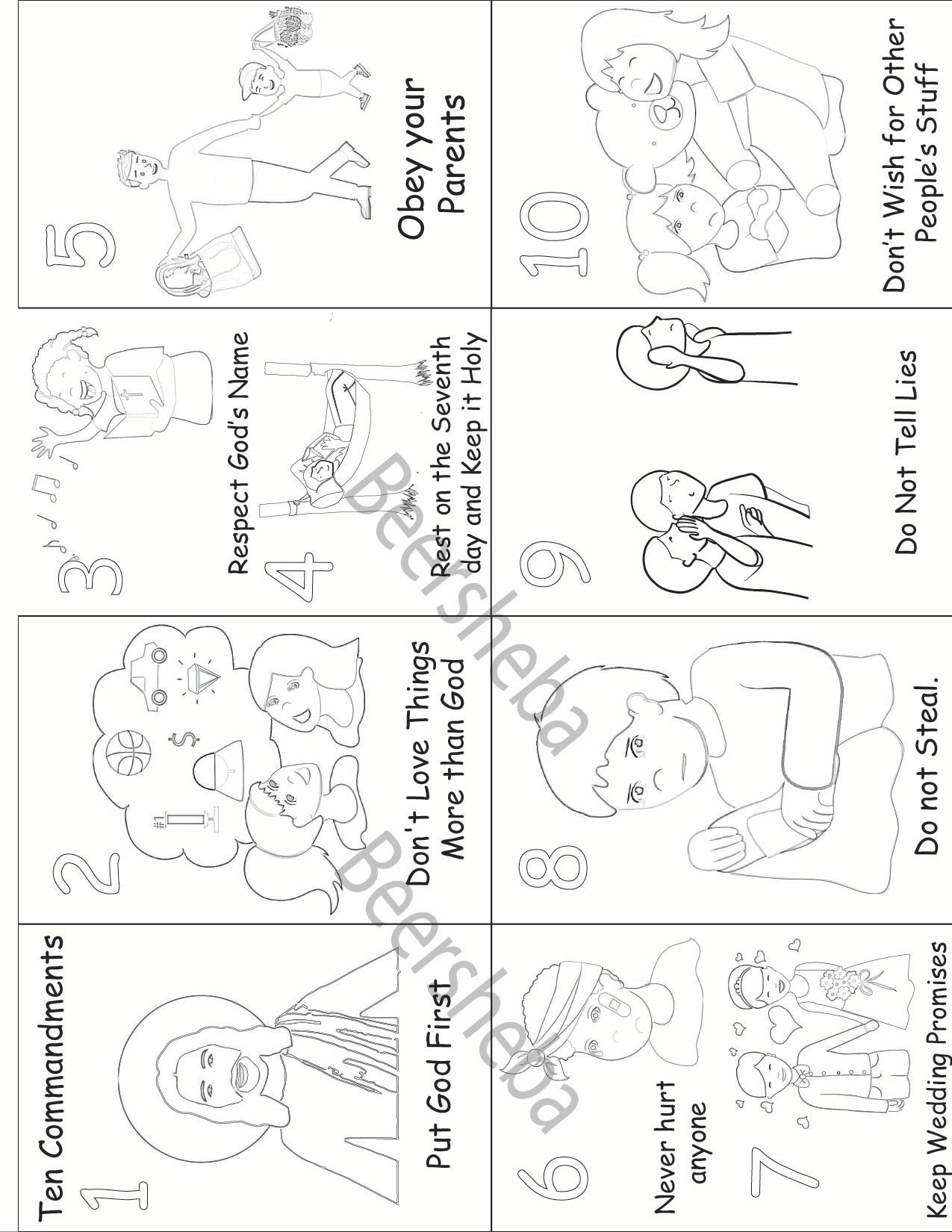 Ten Commandments Booklet Coloring Page Digital Download 8.5" x 11"