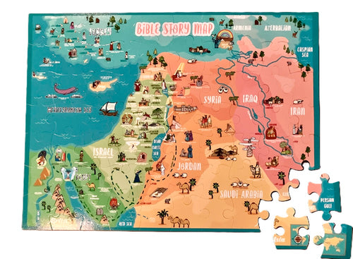 Bible Story Map 70 Piece Puzzle for Kids and Adults, Fun Educational Toy for Home or Classroom