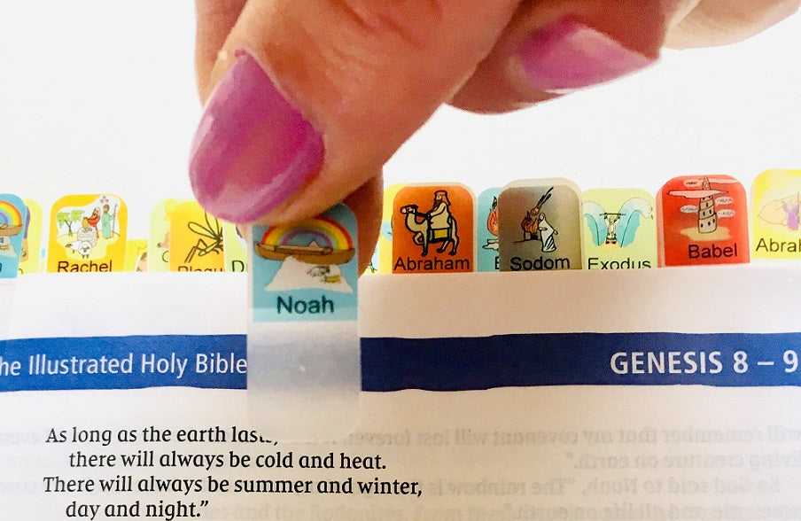 New! Bible Story Tabs - Set of 90 sticker tabs to add to your Bible for quick reference.