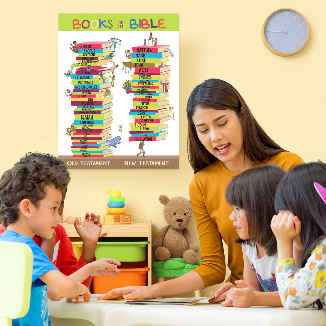 Books of the Bible Learning Chart Poster for Kids - 17" x 22" Church B ...